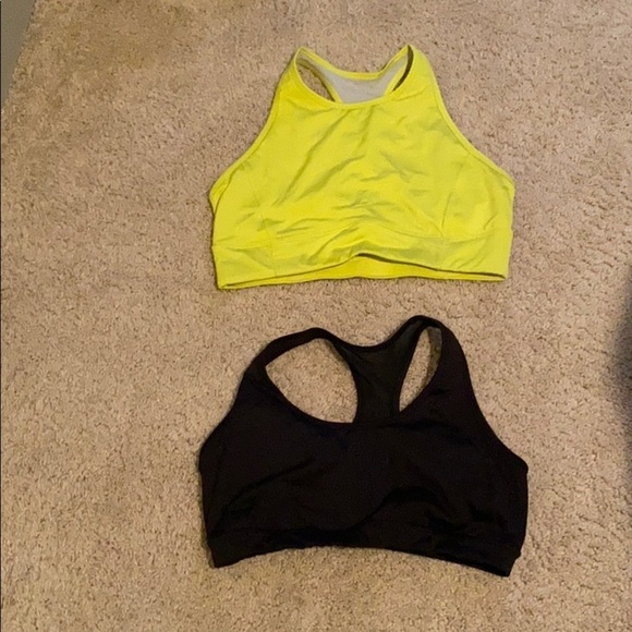 Set of TWO Lucy brand sports bras yellow/blk szL - Picture 1 of 5